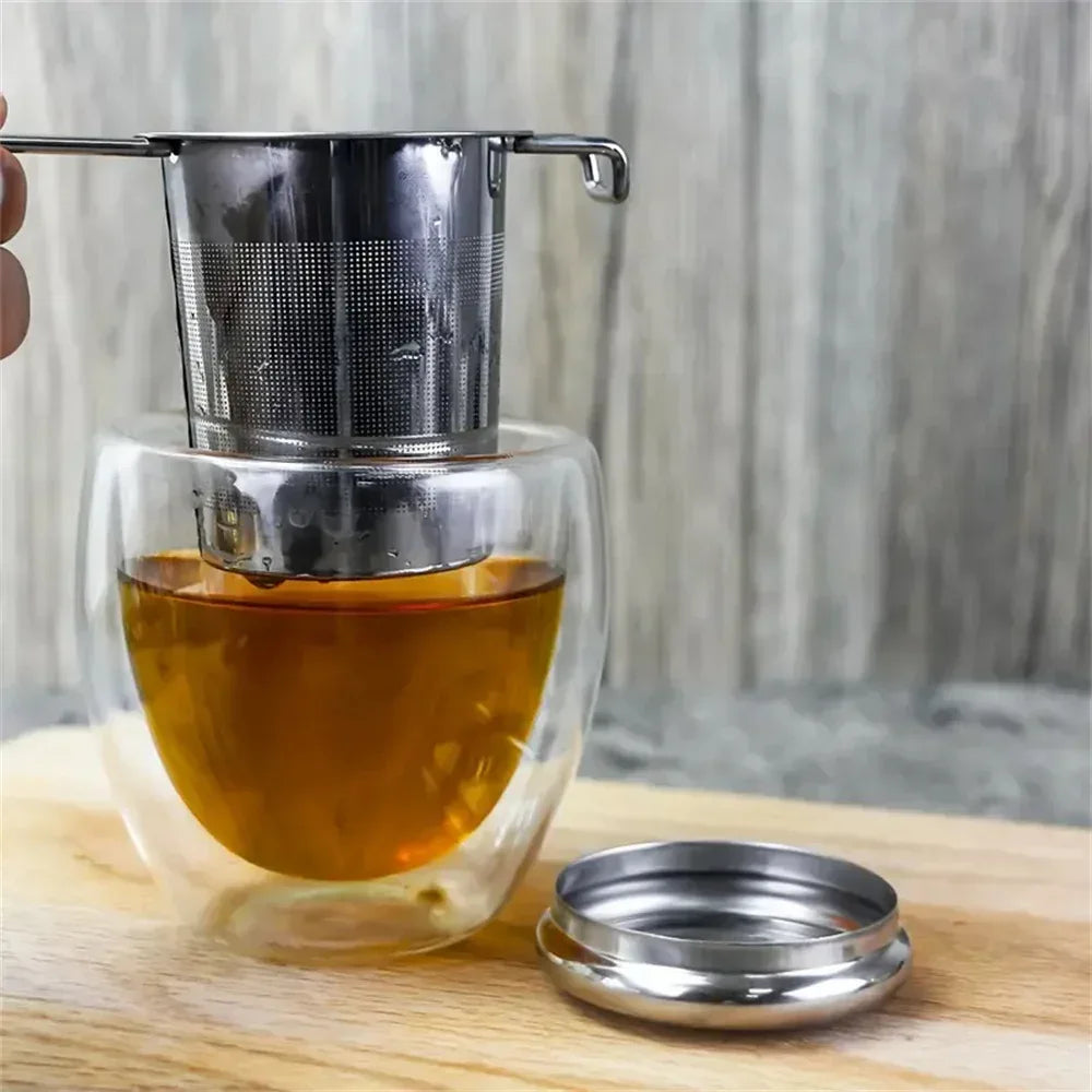 Stainless Steel Tea Infuser with Lid & Handle Strainer