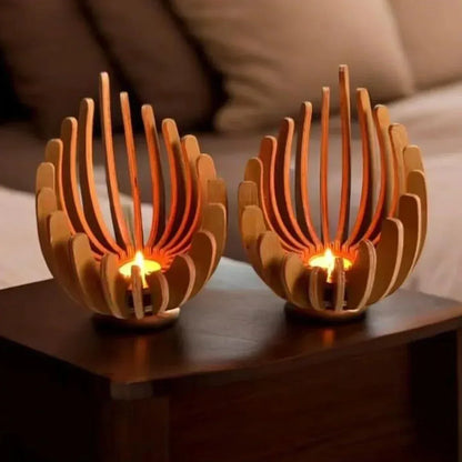 1Pc Hand-Assembled Lotus Candle Holder - Elegant Wooden Tea Light Centerpiece, Home Table Decor for Weddings, Christmas, Mot [Likely Incomplete, Needs Context for Full Meaning] - Urbizia