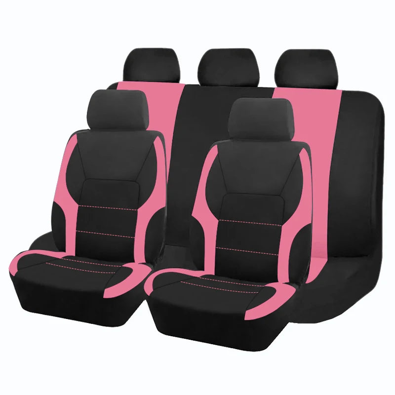 AUTO PLUS Sports Universal Polyester Car Seat Cover Set Fit Most Car Plain Fabric Bicolor Stylish Car Accessories Seat Protector