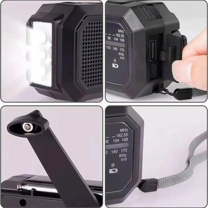 multifunctional solar hand crank dynamo charging AM FM Radio with torch.SOS alarm, outdoor camping Hike emergency power bank - Urbizia