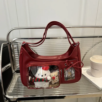 Y2k Harajuku Shoulder Bag Women Korean Transparent Ita Bag School Crossbody Bag Female Japanese Designer Preppy Handbag Purse