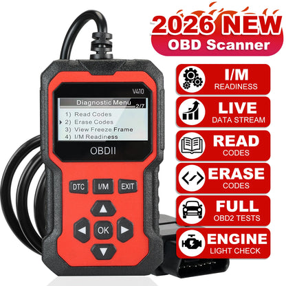 V410 OBD2 Car Diagnostic Scanner – All-in-One Diagnostic Tool for Identifying and Troubleshooting Vehicle Issues.