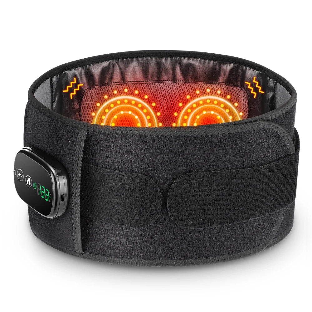 Heating Vibration Massager Belt Red Light Hot Compress Waist Support Brace Waist Back Massage Lumbar Support Belt