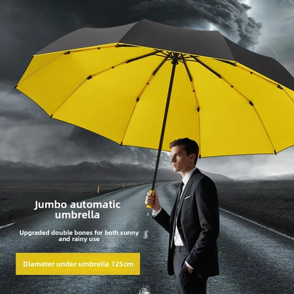 125CM Triple Fold Double Layer Double Keel Super Large Men Umbrella Sunscreen Extra Folding Rain Umbrella for Outdoor Daily