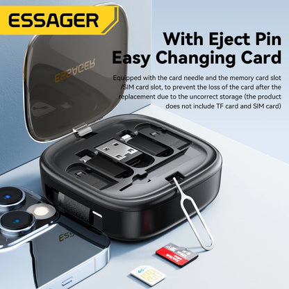 Essager 60W Fast Charge USB A/C To TypeC Micro Lightning Cable Mini Multifunctional Travel Storage Box With Phone Holder Pin Set