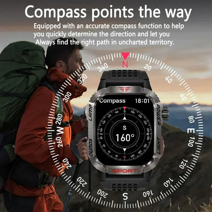 New Military GPS Smart Watch Men Flashlight Compass Waterproof 600mAh Battery Outdoor Sport Tracker Bluetooth Call Smartwatch - Urbizia