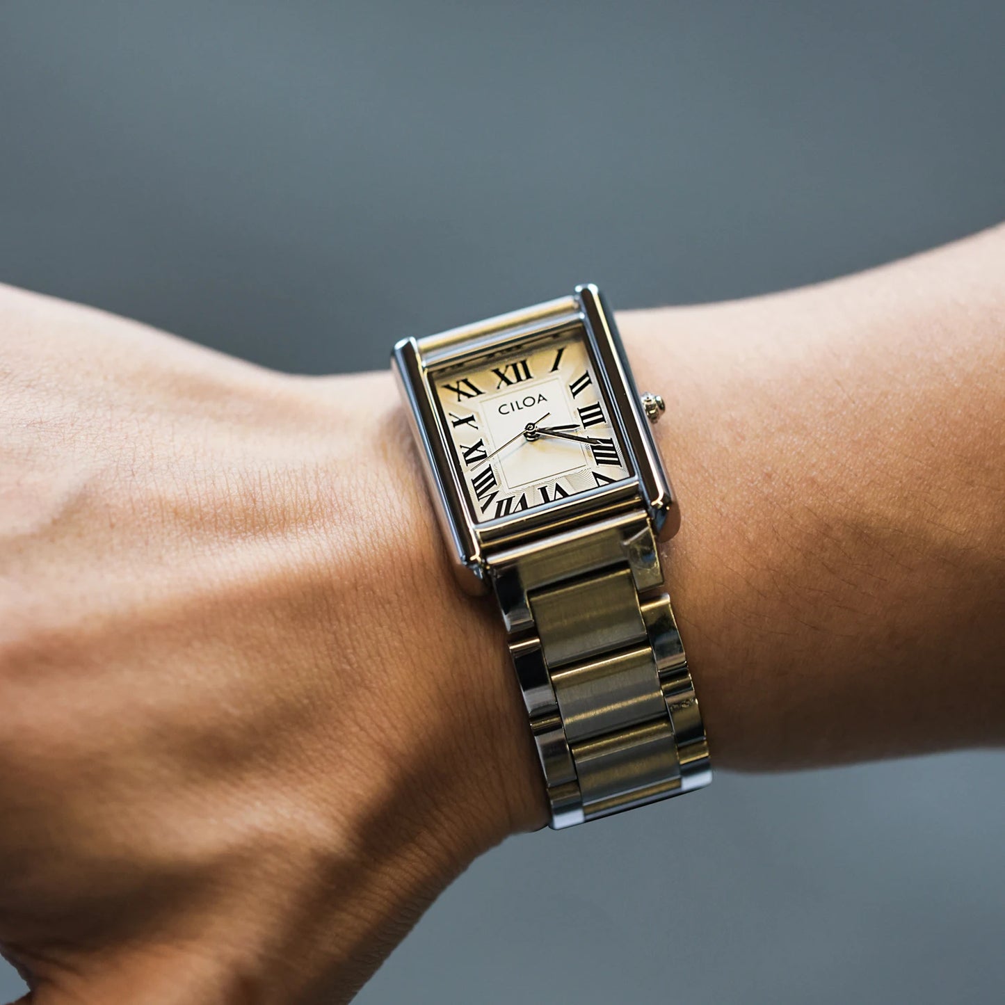 CILOA Silver Square Watch Men's Simple High Quality Light Luxury Gift Fashion Waterproof Compact Quartz Watch