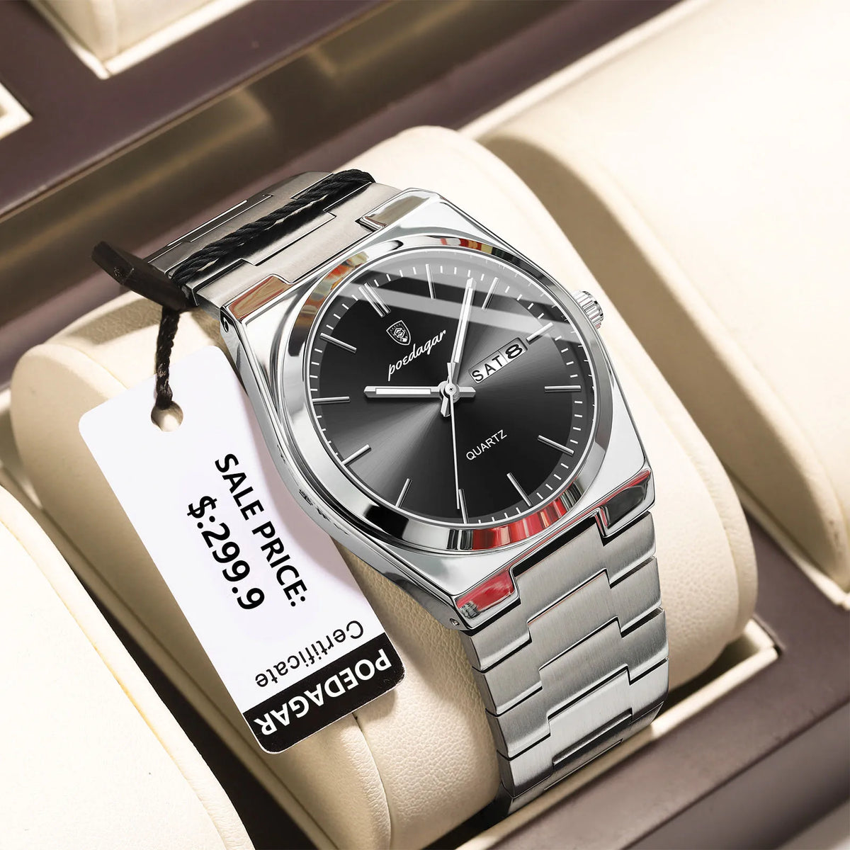 POEDAGAR Luxury Watches For Men Stainless Steel Waterproof Luminous Man Watch Date Week Fashion Casual Men's Quartz Watch Reloj