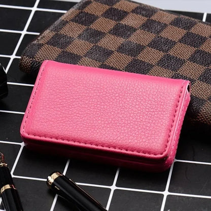 Sized Stitched PU Leather Credit High Quality Card Holder Visiting Business Card Case Wallet with Magnetic Shut for Men & Women