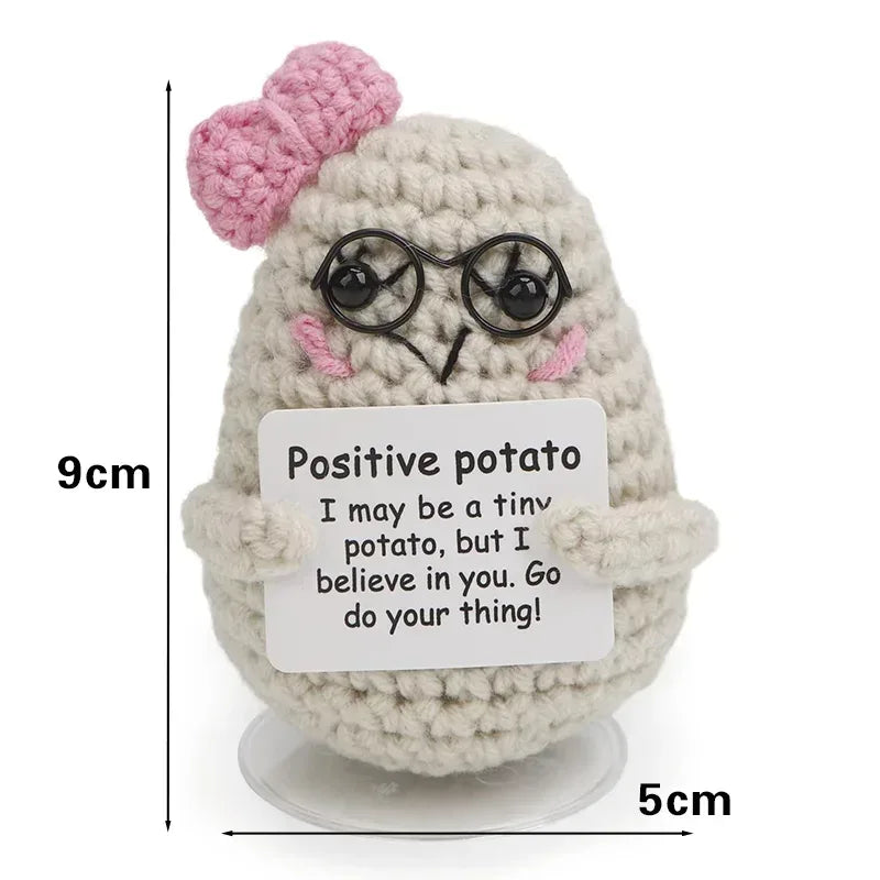 Positive Energy Crochet Doll Pocket Hug Handmade Knitted Plush Potato Plant Avocado Bee Turtle Duck Funny Emotional Support Gift - Urbizia