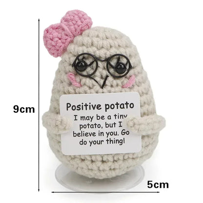 Positive Energy Crochet Doll Pocket Hug Handmade Knitted Plush Potato Plant Avocado Bee Turtle Duck Funny Emotional Support Gift - Urbizia