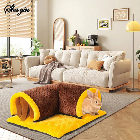 1PC Small Pet Cotton Cushion Sleeping Pad For Hamsters, Rabbits, Chinchillas, Right-Angle Passage Toy Nest - Urbizia