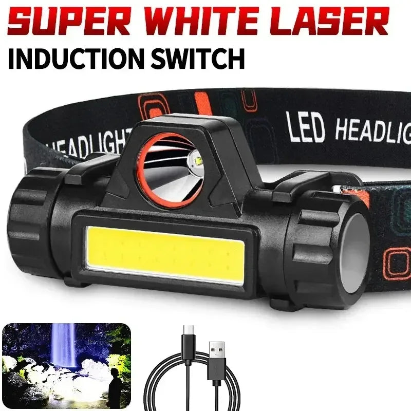 Outdoor Headlights with Long Battery Life and Strong Light LED Night Fishing Charging Head Mounted Magnetic Flashlight - Urbizia
