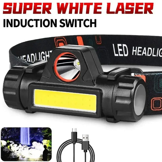 Outdoor Headlights with Long Battery Life and Strong Light LED Night Fishing Charging Head Mounted Magnetic Flashlight - Urbizia