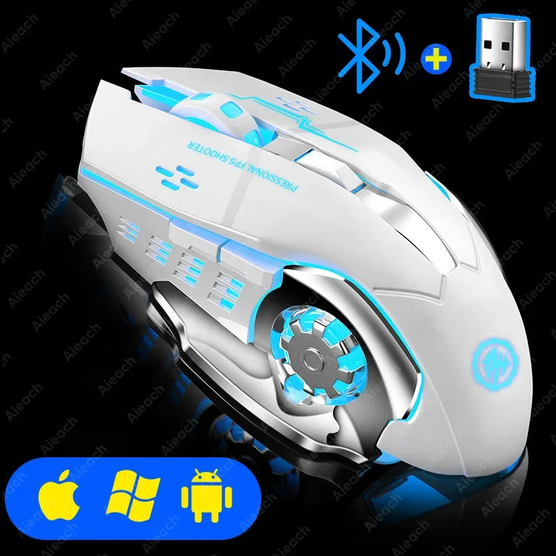 Wireless Bluetooth Gaming Mouse 2.4g USB Rechargeable Ergonomic Mechanical Backlight Design for Laptop PC Computer Gamer