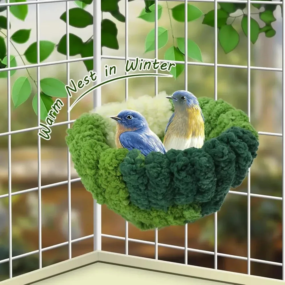Bird Nest for Cage,Plush Hanging Bird Bed for Parakeet,Breeding Bird House for Conure,Budgie,Cockatiel,Lovebird,Canary,Hamster - Urbizia