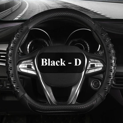 Carbon Fiber Leather Auto Steering Wheel Cover Universal Non Slip Steering Wheel Covers Car Accessories Interior Steering Covers