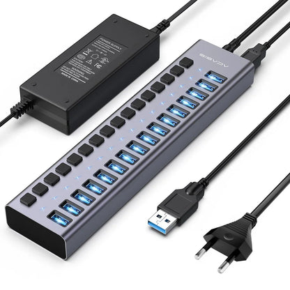 Acasis 16/10/7 Port USB Hub 10Gbps Individual Switch Charging Data Transfer for PC Laptop Workstation Multi Device Expansion