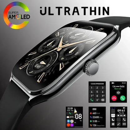New Ultra Thin Smart Watch men 1.96" AMOLED HD Pixel Display Always Show Time BT Call Reminder Smartwatch Ladies For Android iOS - Urbizia