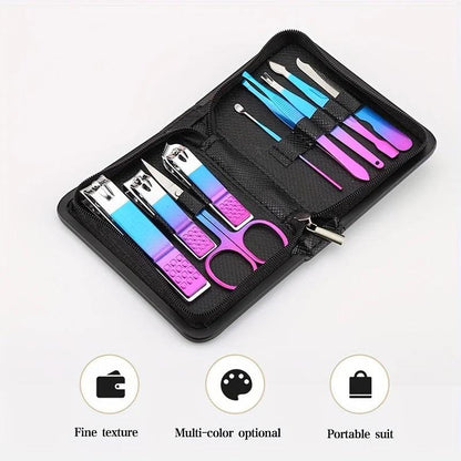 9-18pcs Set Professional Stainless Steel Manicure & Pedicure Kit Precision Nail Care with Travel Case with Nail Clipper Scissor