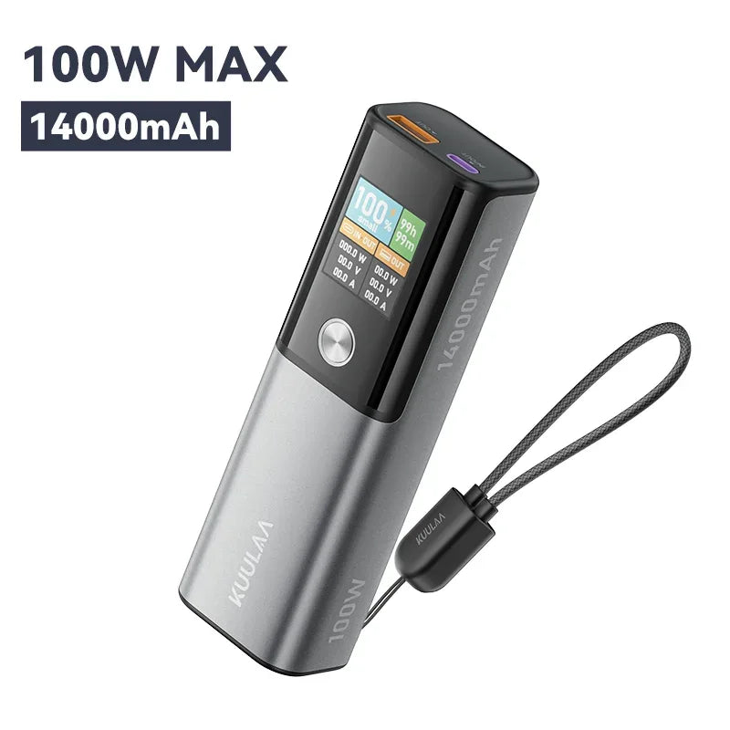 KUULAA Power Bank 14000mAh Portable Charger 100W PD Fast Charging External Battery PowerBank for Macbook for iPad Laptop Notbook