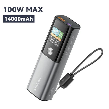 KUULAA Power Bank 14000mAh Portable Charger 100W PD Fast Charging External Battery PowerBank for Macbook for iPad Laptop Notbook