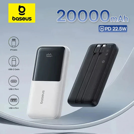 Baseus 20000mAh PD 22.5W Fast Charging Power Bank Dual Cable