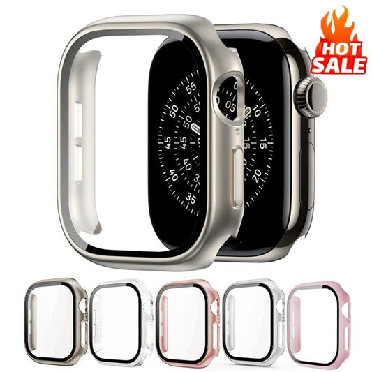 Tempered Glass+Case For Apple Watch 38-40mm 41mm 42mm 44mm 45mm 46mm Screen Protector Protective Cover iWatch 11 10 8 7 9 6 SE 5