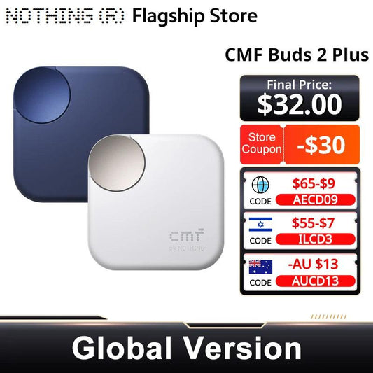 Nothing Buds 2 Plus CMF by New Global version 50dB Hybrid ANC Earbuds Long Battery Hi-Res Audio IP55 Bluetooth-Compatible