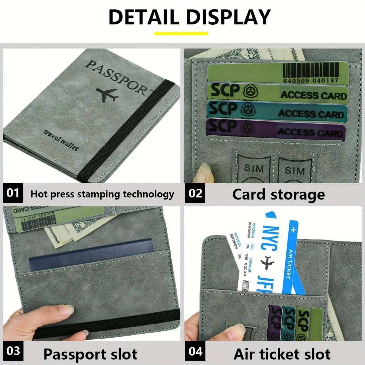 Retro PU Travel Passport Holder, RFID Blocking  Multi-Function Wallet, Passport Covers with Slots for Cards and Personal Items