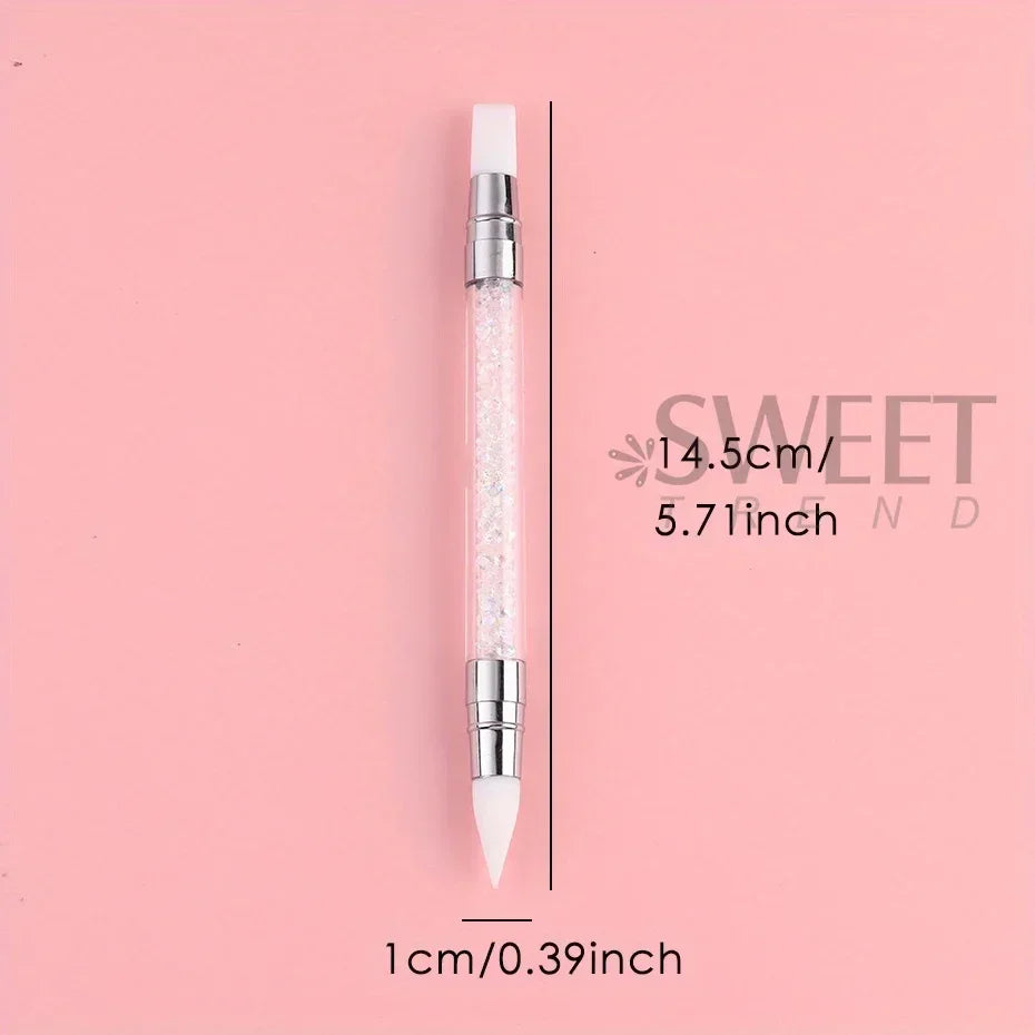 Double Head Silicone Nail Art Pen Carving Flower Sculpting Pen Adjustable Glue Stick Embossing Brush Professional Manicure Tools