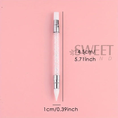 Double Head Silicone Nail Art Pen Carving Flower Sculpting Pen Adjustable Glue Stick Embossing Brush Professional Manicure Tools