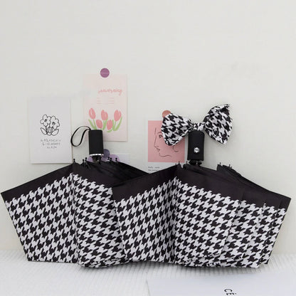 umbrella,Windproof,rainproof,houndstooth,Fashionable British style，sunshade umbrella Travel Portable Folding Automatic Umbrella
