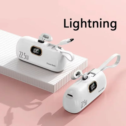 50000mAh Mini Capsule Power Bank 22.5W High Capacity Super Fast Charging External Battery for iPhone Huawei Samsung