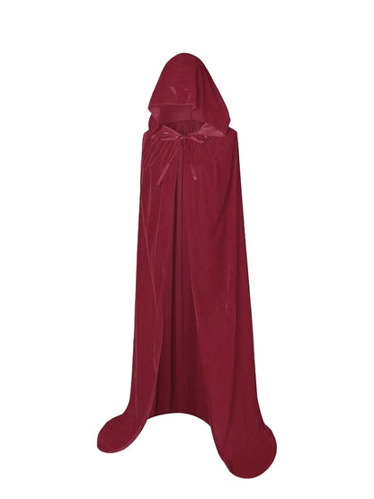 Christmas Pleuche Velvet Hooded Cloak Cape – Medieval Witch, Wicca, Vampire Halloween & Cosplay Costume
