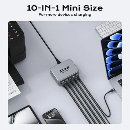 330W USB C GaN Charger 100W PD3.0 PPS QC3.0 Multiport Fast Charging Station For Laptop iPhone 15 16 Samsung Macbook Pro Tablet - Urbizia