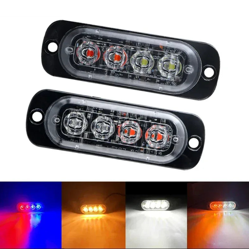 12V 24V Led Strobe Warning Light Emergency Stroboscope Grille Flashing Light bar Truck Car Beacon Lamp Amber Traffic Light Amber - Urbizia