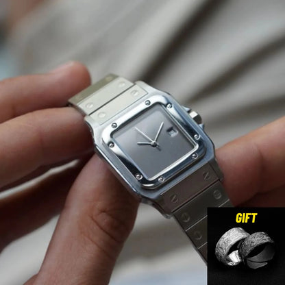 CILOA Silver Square Watch Men's Simple High Quality Light Luxury Gift Fashion Waterproof Compact Quartz Watch