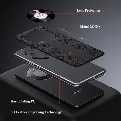 Case for HONOR X9D X9C Magic8 Lite 3D Texture Leather Hybrid Case with Plating Gold Edge Luxury Slim Shockproof Protective Cover