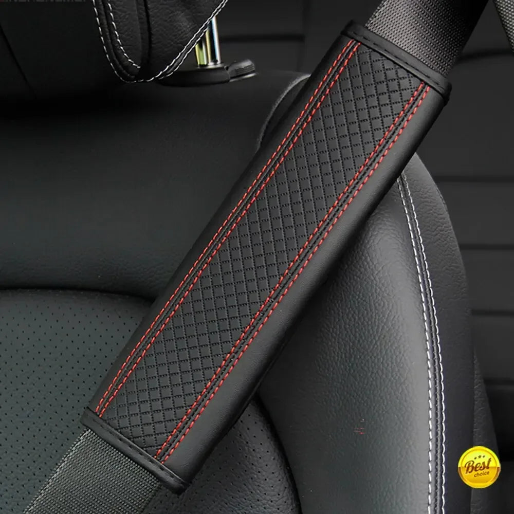 1PCS PU Leather Embossed Car Seat Belt Shoulder Cover Decompression Comfort Car Accessories Safety Belt Protective Cover - Urbizia