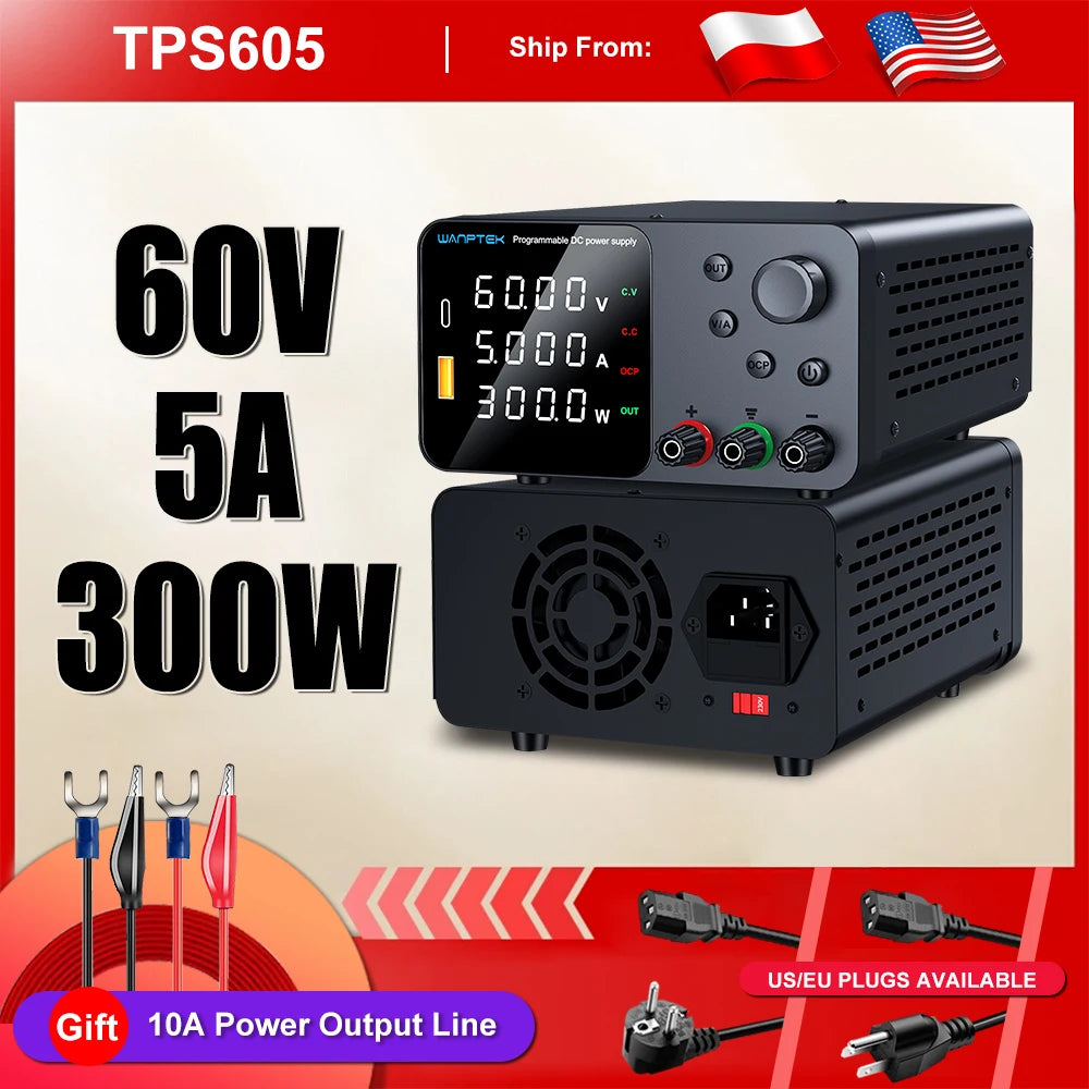 Wanptek DC Lab Power Supply 30V 10A  60V 5A  Adjustable Voltage Regulator Preset Voltage Current Dual Input Voltage 220V/110V