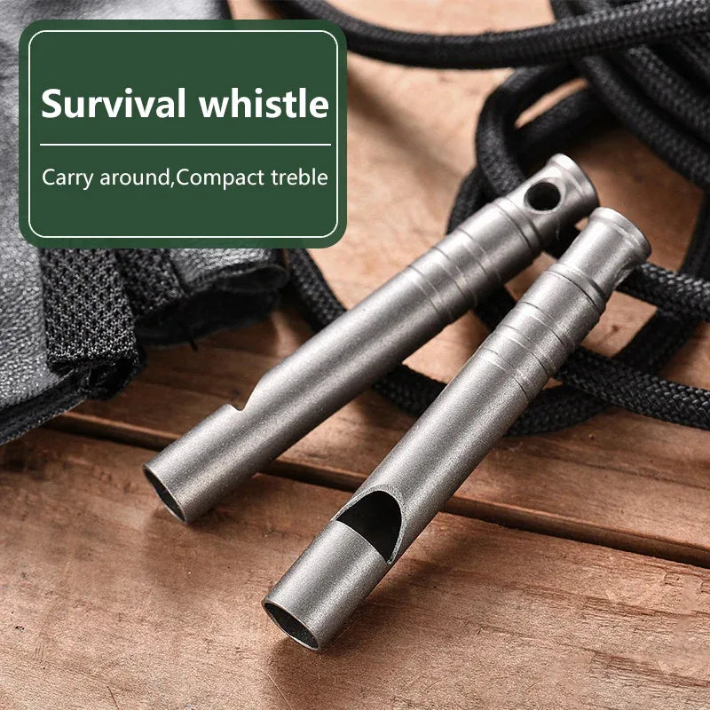 Titanium Emergency Whistle with Lanyard Ultralight Safety Survival Whistle for Camping Hiking Outdoor Emergency