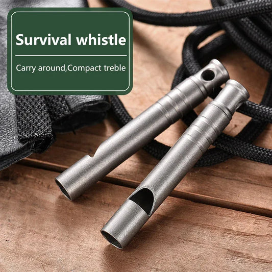 Titanium Emergency Whistle with Lanyard Ultralight Safety Survival Whistle for Camping Hiking Outdoor Emergency