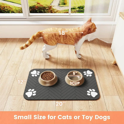 S（little kitten ）、M、L bsorbent Pet Feeding Mat, Waterproof Placemat for Dog & Cat Food & Water Bowls, Quick-Dry Rubber Backing - Urbizia
