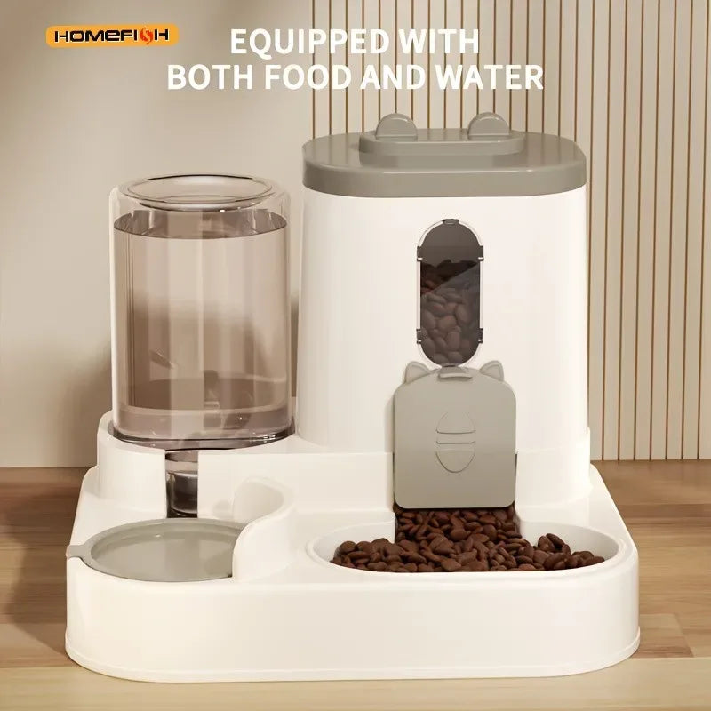 2in 1 Cat Food Dispenser Water and Food Integrated Fully Automatic Cat Food Feeding and Water Dispenser Cute Water Dispenser - Urbizia