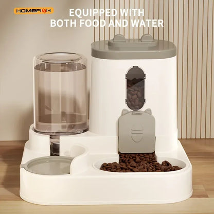 2in 1 Cat Food Dispenser Water and Food Integrated Fully Automatic Cat Food Feeding and Water Dispenser Cute Water Dispenser - Urbizia