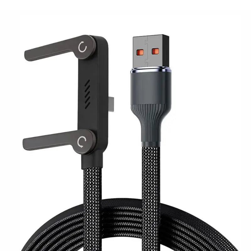 240W PD Fast Charging Type C to Type C Cable USB C to Type C Cable with Foldable Stand Phone Holder For iPhone 15 Xiaomi HUAWEI