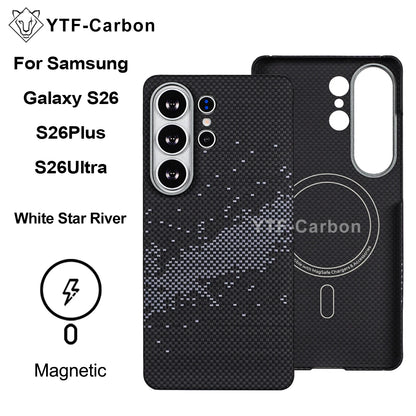 YTF-Carbon Magnetic Case For Samsung S26Ultra Aramid Carbon Fiber Cover For Magsafe S26 S26Plus Cover Mobile Phone Accessories