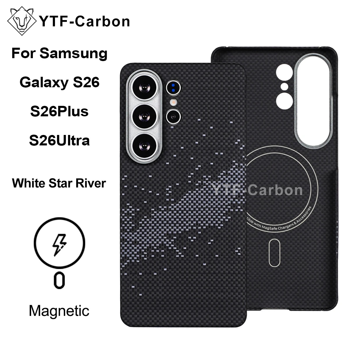 YTF For Samsung Galaxy S26 Ultra Aramid Fiber phone case for magnetic S26 plus Thin Luxury S26 cover protective Kevlar case