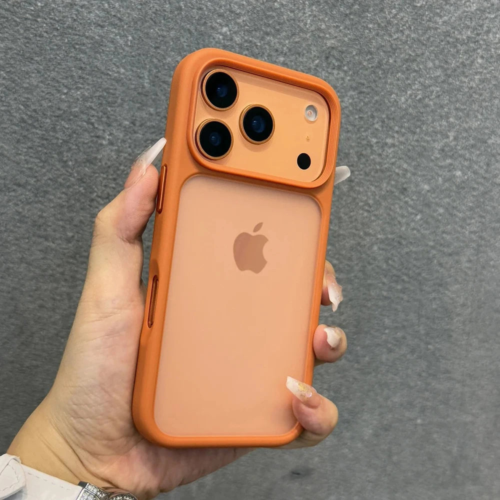 Luxury New Metal Buttons Matte Transparent Phone Case For iPhone 17 Pro Max 17Pro 17 Air Skin Feel Shockproof Bumper Clear Cover